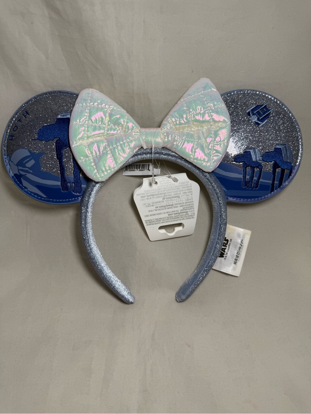 Disney Parks Star Wars HOTH Mickey Ears Headband AT-AT Shimmer Iridescent Bow